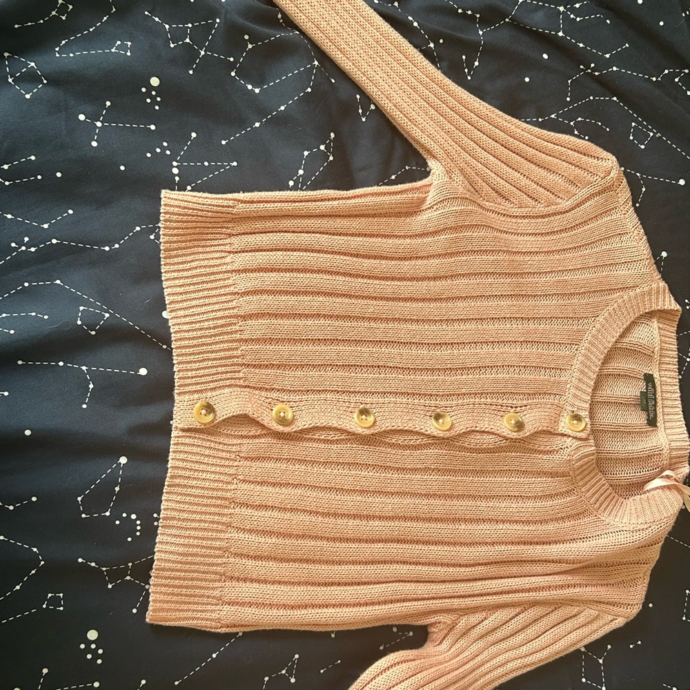 Women's Pink Sweater with Gold Buttons